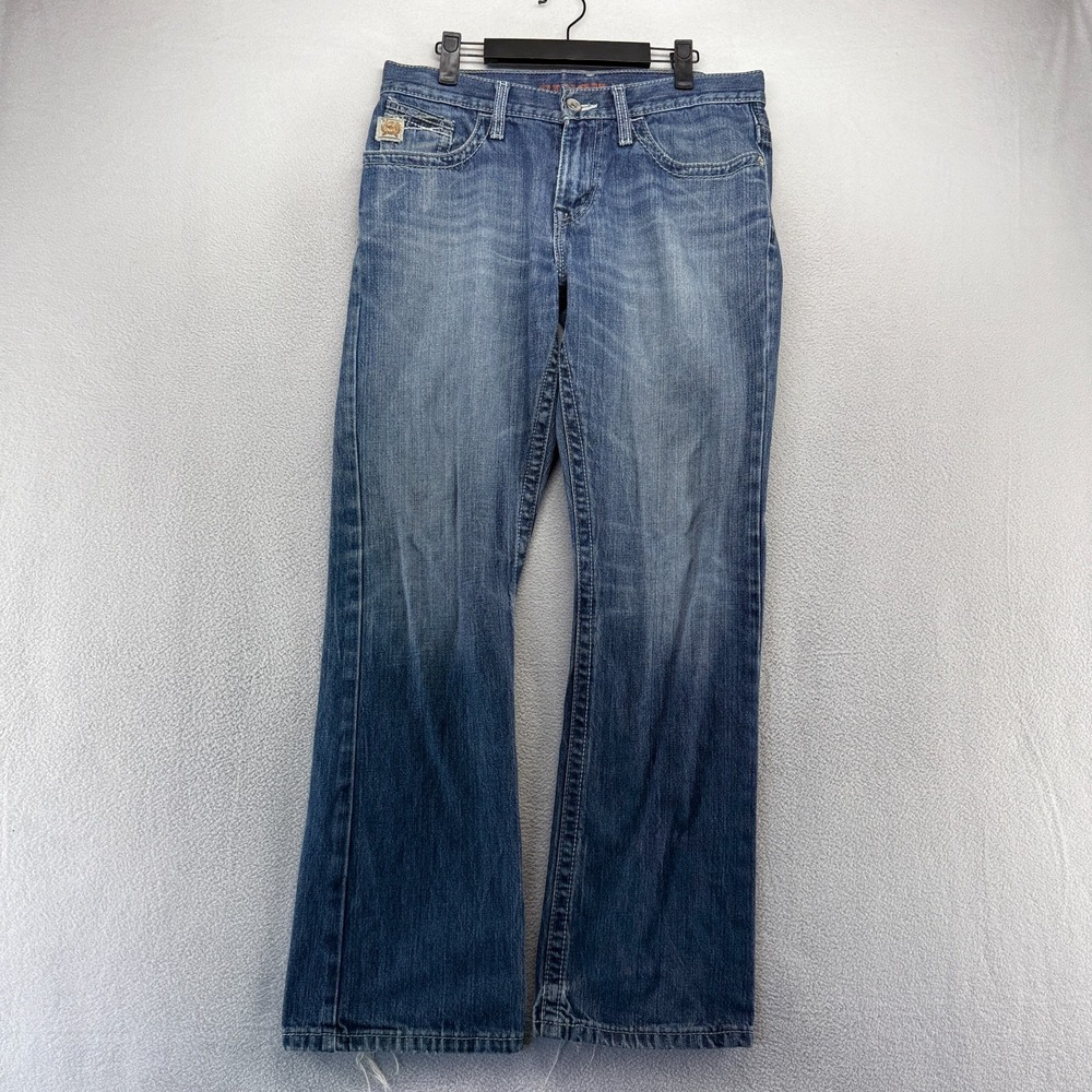 Cinch Jeans men's 31x32 Blue ian Bootcut Faded Dark Whisker Boot Western Rodeo